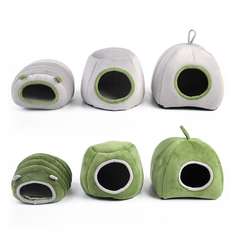 KFX-6834493 Cozy Cotton Semi-Enclosed Pet Nest in Green and Gray