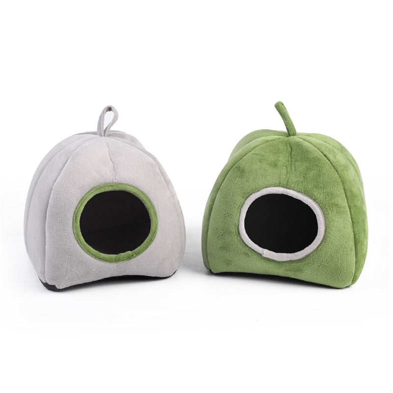 KFX-6834493 Cozy Cotton Semi-Enclosed Pet Nest in Green and Gray