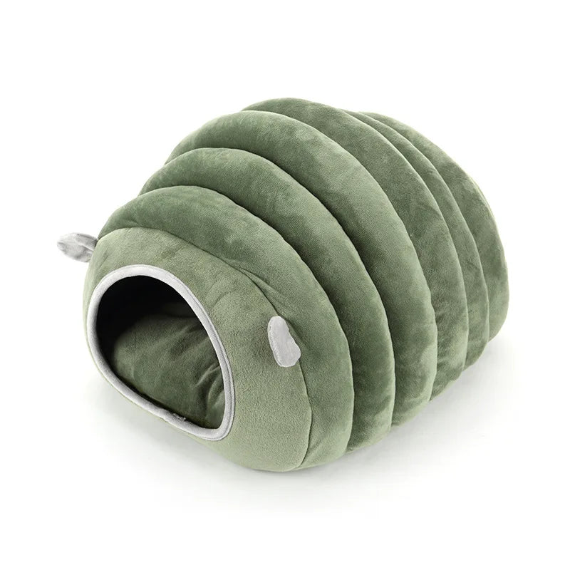 KFX-6834493 Cozy Cotton Semi-Enclosed Pet Nest in Green and Gray