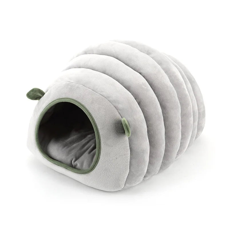 KFX-6834493 Cozy Cotton Semi-Enclosed Pet Nest in Green and Gray