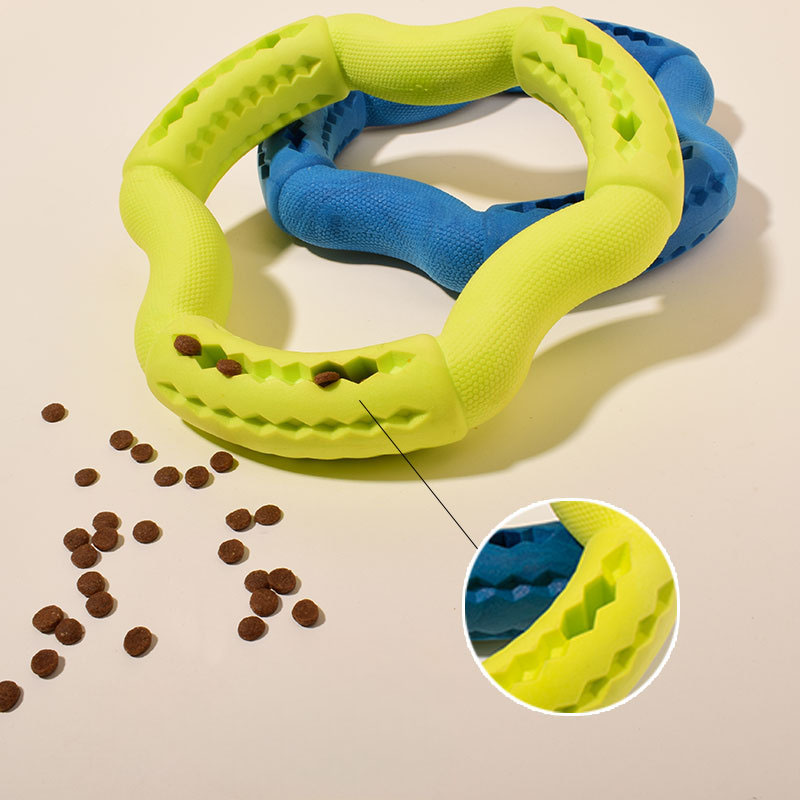 KFX-6835517 Durable TPR Dog Chew Toy for Medium to Large Dogs - Fun Leaky Food Ring Design