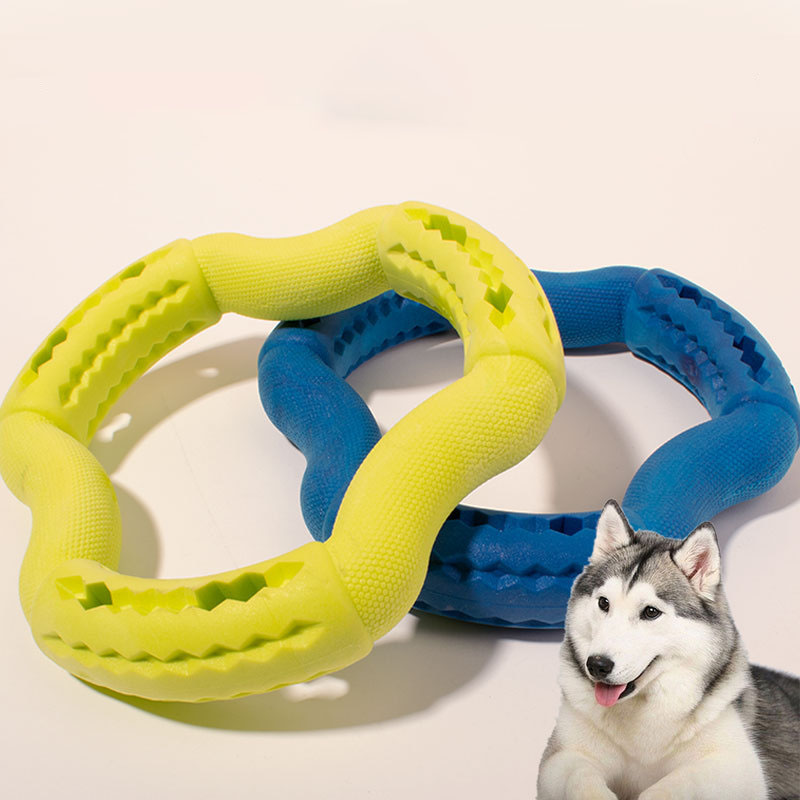 KFX-6835517 Durable TPR Dog Chew Toy for Medium to Large Dogs - Fun Leaky Food Ring Design
