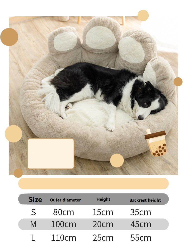 KFX-6836285 Cozy Bear's Paw Nest in Milk Tea Color - Thick PV Fleece Pet Mat with Soft PP Cotton Filling