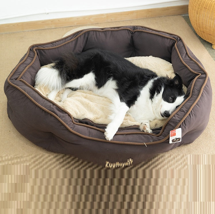 KFX-6836285 Cozy Bear's Paw Nest in Milk Tea Color - Thick PV Fleece Pet Mat with Soft PP Cotton Filling