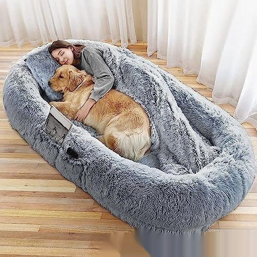 KFX-6836669 Cozy Queen Bed Pet Plush Sofa for Dogs in Multiple Colors with Blanket Option