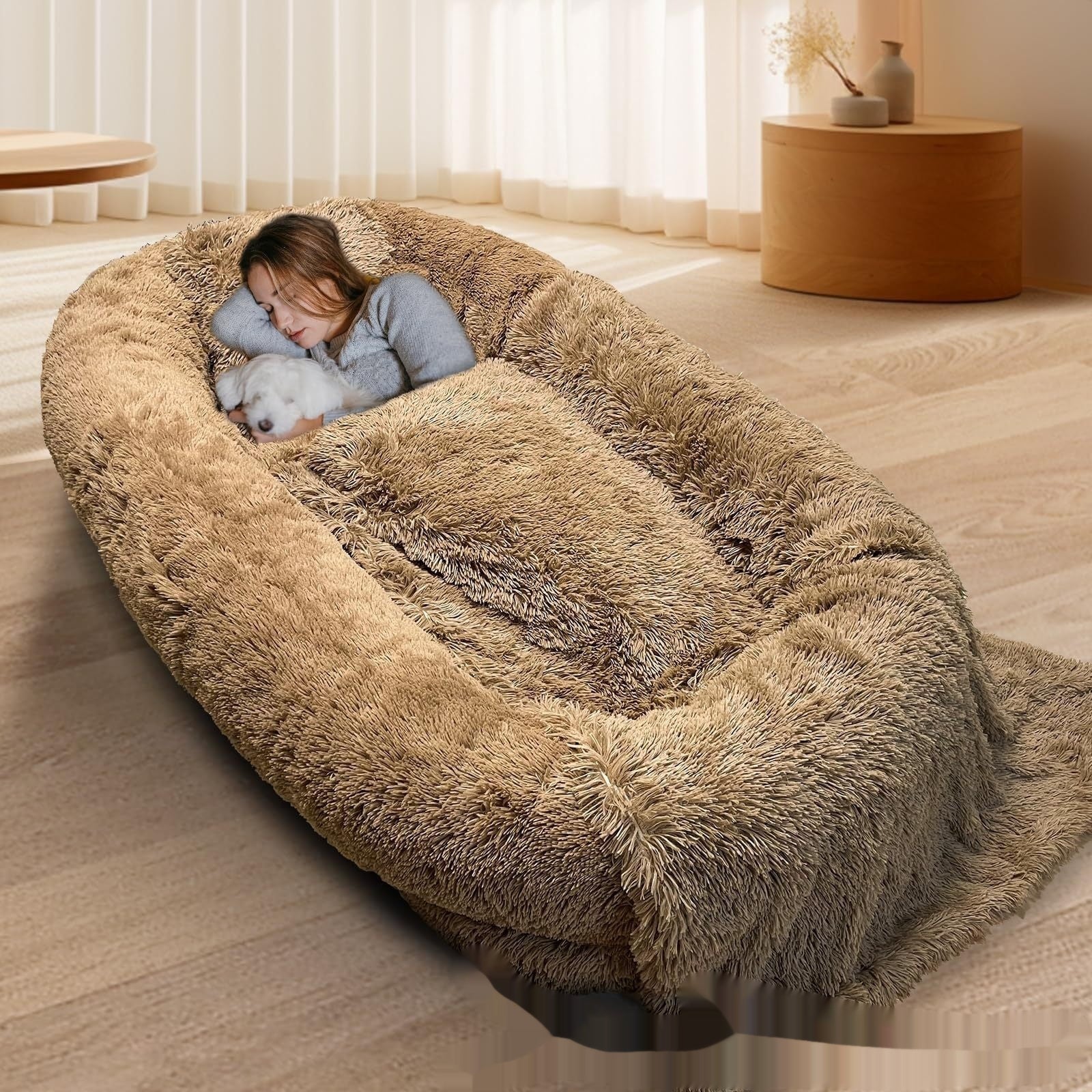 KFX-6836669 Cozy Queen Bed Pet Plush Sofa for Dogs in Multiple Colors with Blanket Option