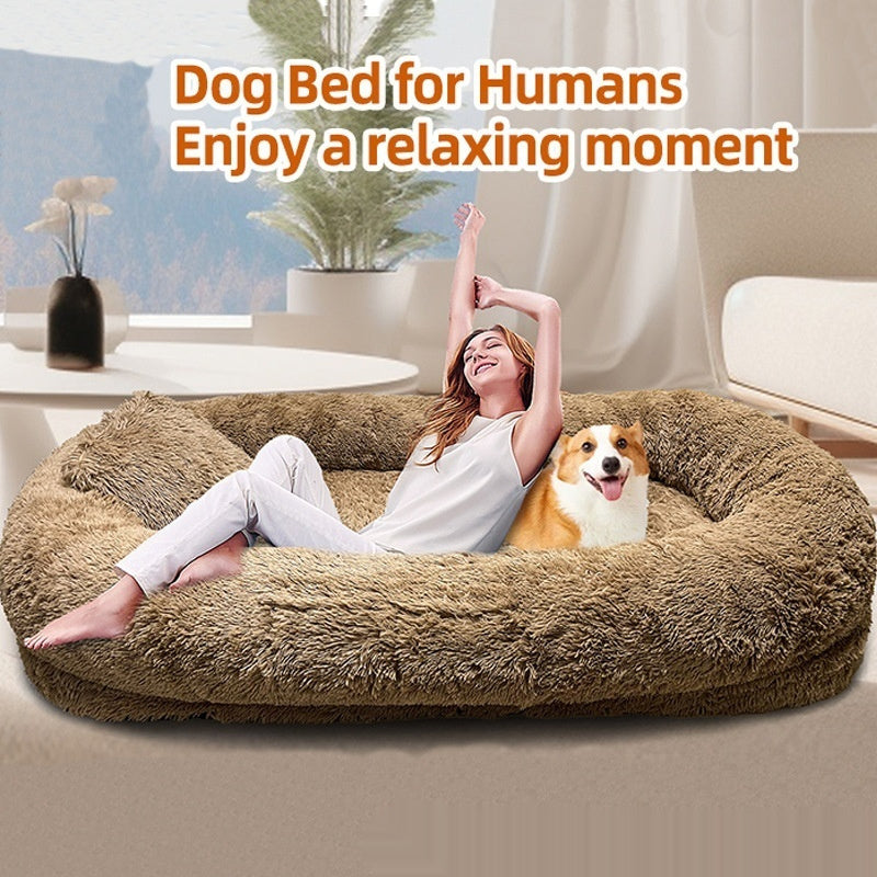 KFX-6836669 Cozy Queen Bed Pet Plush Sofa for Dogs in Multiple Colors with Blanket Option