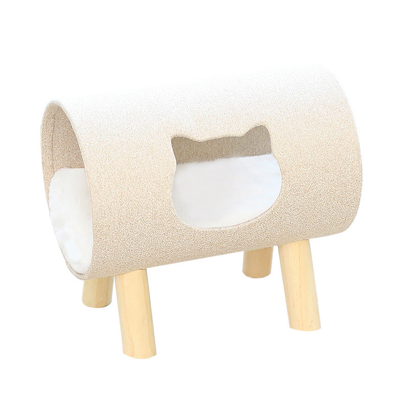 KFX-6838077 High-Footed Cylindrical Cat Bed - Soft, Breathable, and Washable Pet Nest