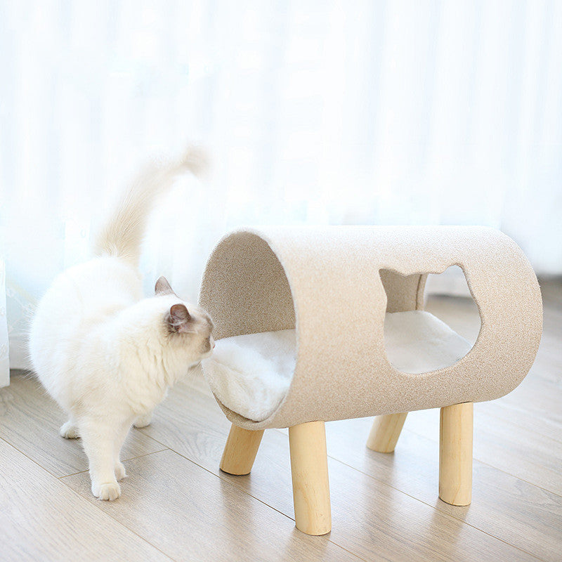 KFX-6838077 High-Footed Cylindrical Cat Bed - Soft, Breathable, and Washable Pet Nest
