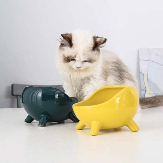 KFX-6838205 Cervical Protection Ceramic Cat Food Bowl with Four-Legged Design