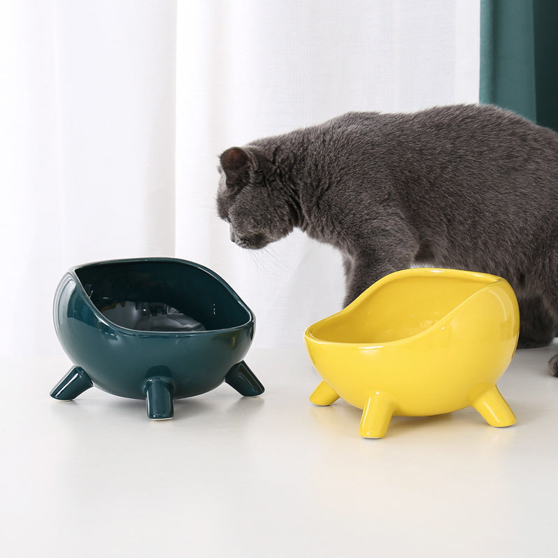 KFX-6838205 Cervical Protection Ceramic Cat Food Bowl with Four-Legged Design