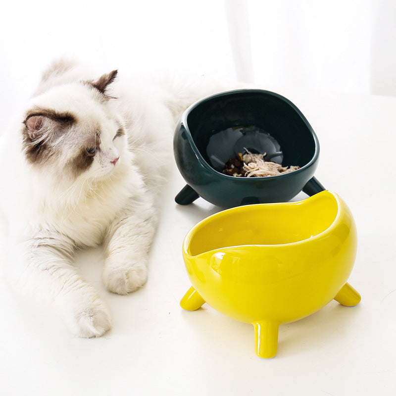 KFX-6838205 Cervical Protection Ceramic Cat Food Bowl with Four-Legged Design