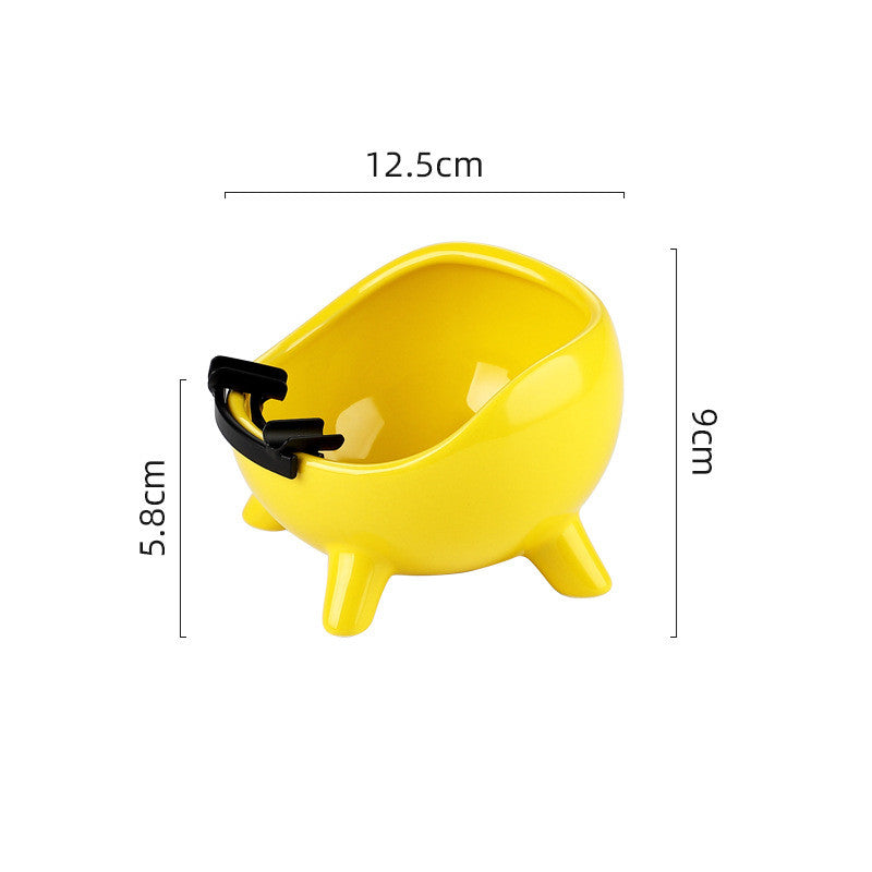 KFX-6838205 Cervical Protection Ceramic Cat Food Bowl with Four-Legged Design