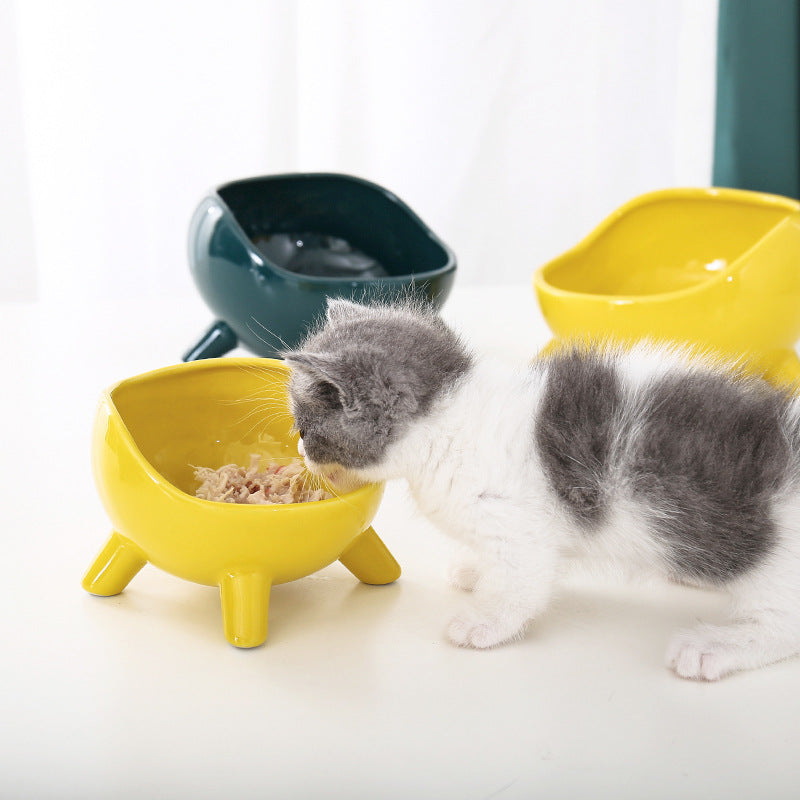 KFX-6838205 Cervical Protection Ceramic Cat Food Bowl with Four-Legged Design