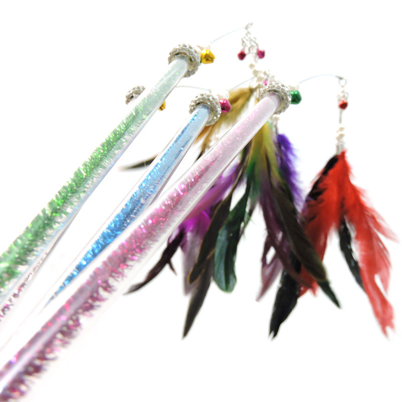 KFX-6838845 Feather Cat Teaser with Metal and Plastic Rods, 70cm Total Length