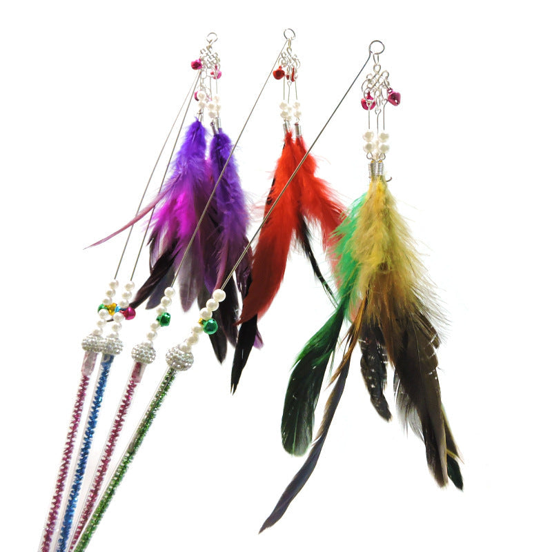 KFX-6838845 Feather Cat Teaser with Metal and Plastic Rods, 70cm Total Length