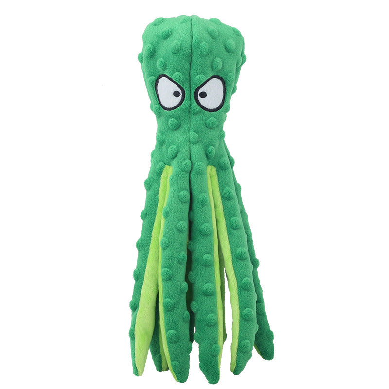 KFX-6839485 Durable No Stuffing Octopus Plush Dog Toy with Squeaker and Crinkle Sound for Interactive Play