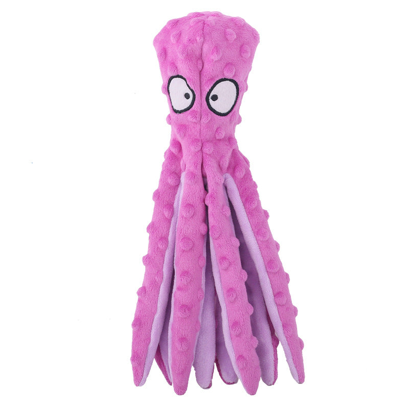 KFX-6839485 Durable No Stuffing Octopus Plush Dog Toy with Squeaker and Crinkle Sound for Interactive Play