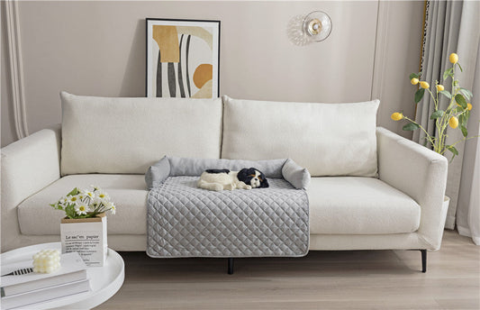 KFX-6839869 Curved Pet Dog Sofa Bed with Plush Cushion for Large Dogs and Cats - Removable and Washable