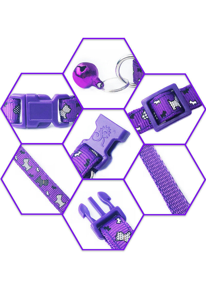 KFX-6839997 Cartoon Pattern Adjustable Pet Dog Cat Collar, Width 1.0cm, Fits Neck 19-32cm