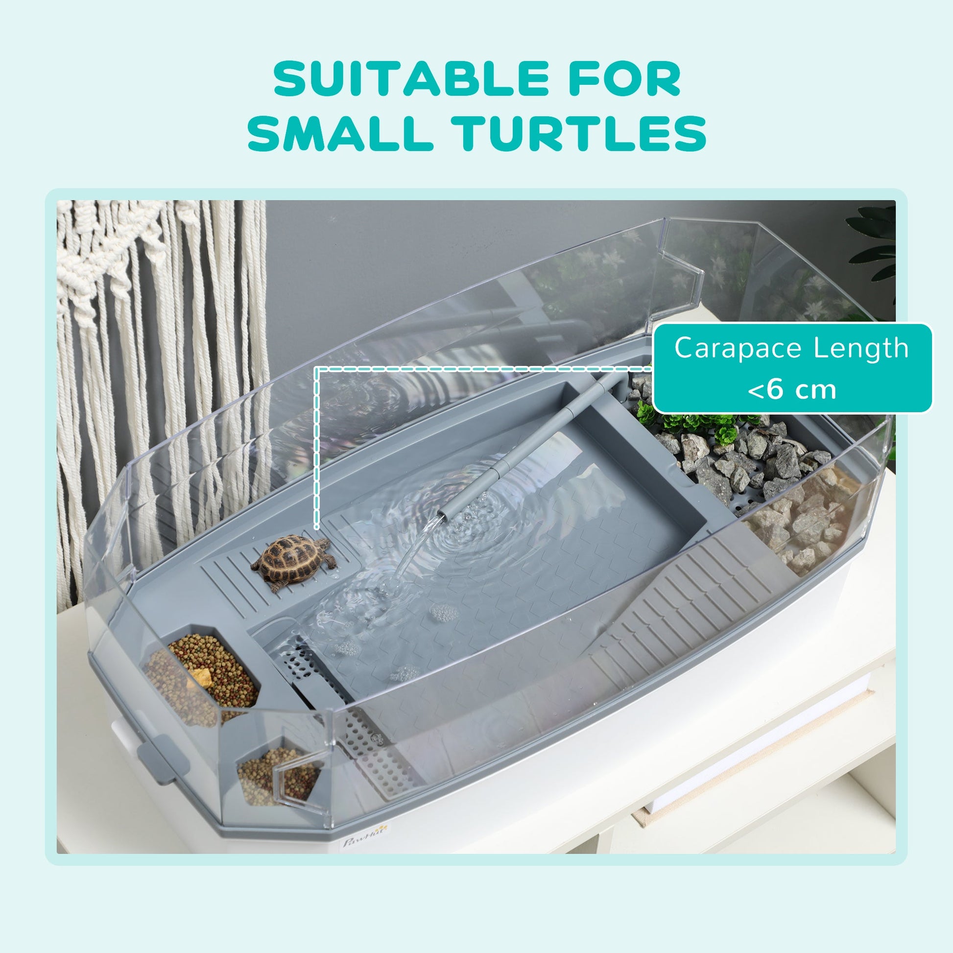 KFX-6841661 Turtle Aquarium Kit with Basking Platform, Multi-Layer Filtration & Water Pump, 24.5" Reptile Habitat
