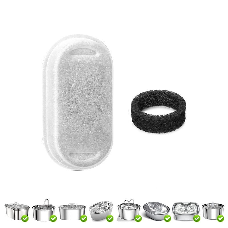 KFX-6841789 Pet Water Dispenser Filter Elements - Compatible with Multiple Models, Includes Activated Carbon and Hair Cotton
