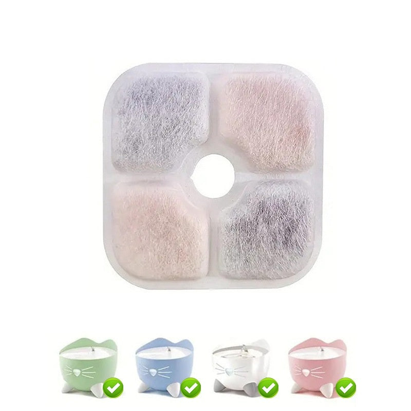 KFX-6841789 Pet Water Dispenser Filter Elements - Compatible with Multiple Models, Includes Activated Carbon and Hair Cotton