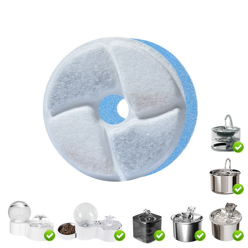 KFX-6841789 Pet Water Dispenser Filter Elements - Compatible with Multiple Models, Includes Activated Carbon and Hair Cotton