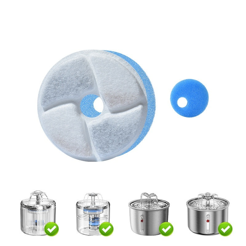 KFX-6841789 Pet Water Dispenser Filter Elements - Compatible with Multiple Models, Includes Activated Carbon and Hair Cotton
