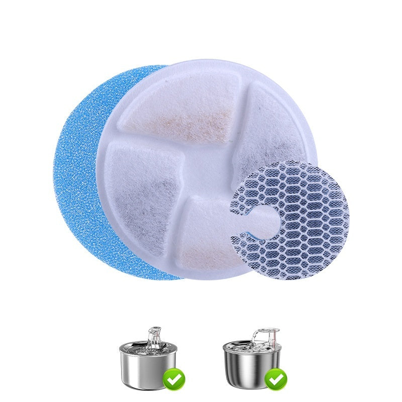KFX-6841789 Pet Water Dispenser Filter Elements - Compatible with Multiple Models, Includes Activated Carbon and Hair Cotton