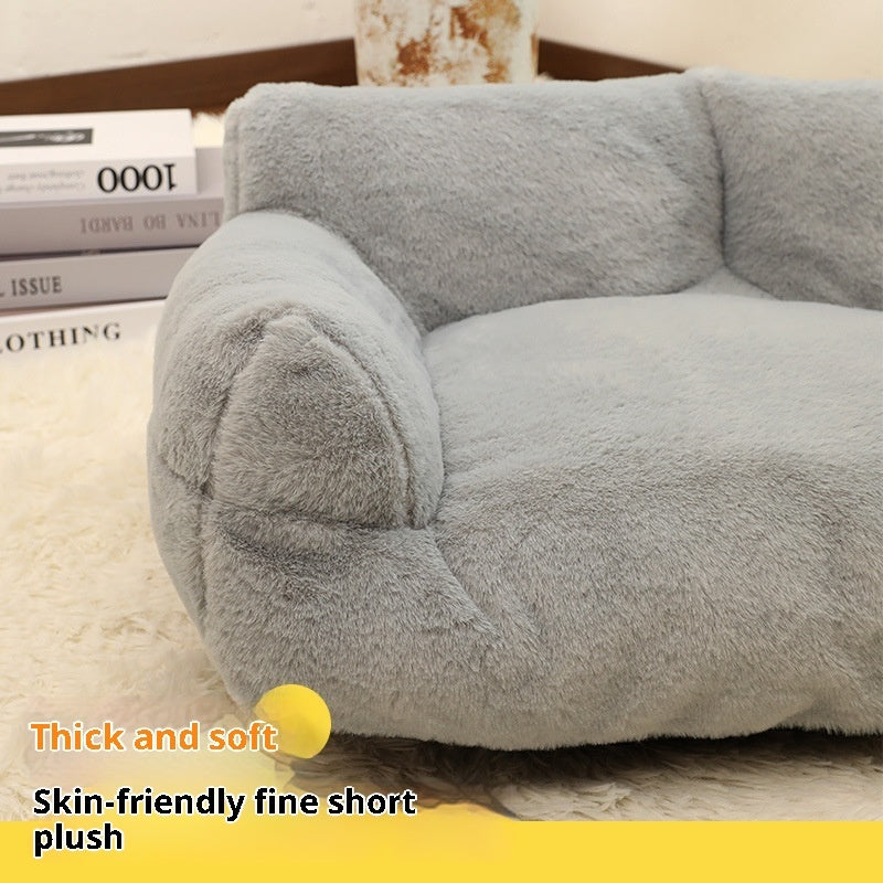 KFX-6842045 Plush Rabbit Fur Sofa Nest Pet Bed for Dogs in Various Colors and Sizes