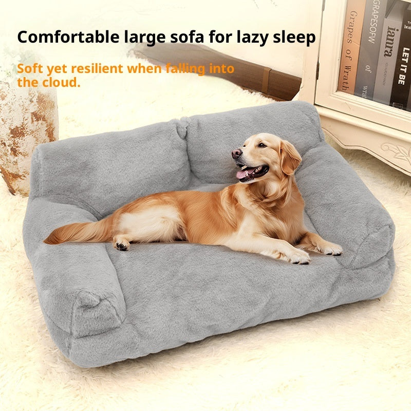 KFX-6842045 Plush Rabbit Fur Sofa Nest Pet Bed for Dogs in Various Colors and Sizes