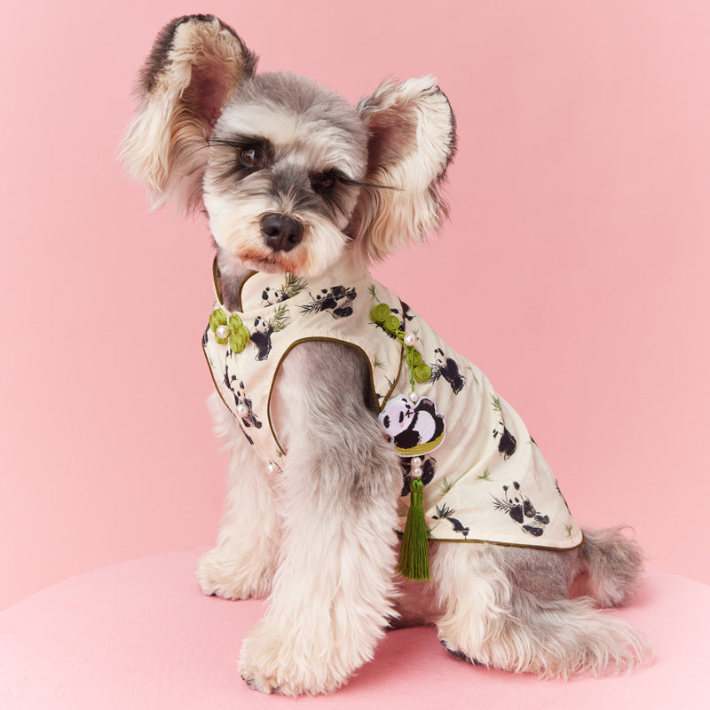 KFX-6842557 Chinese Style Teddy Schnauzer Bichon Sleeveless Vest with Pendant for Pets