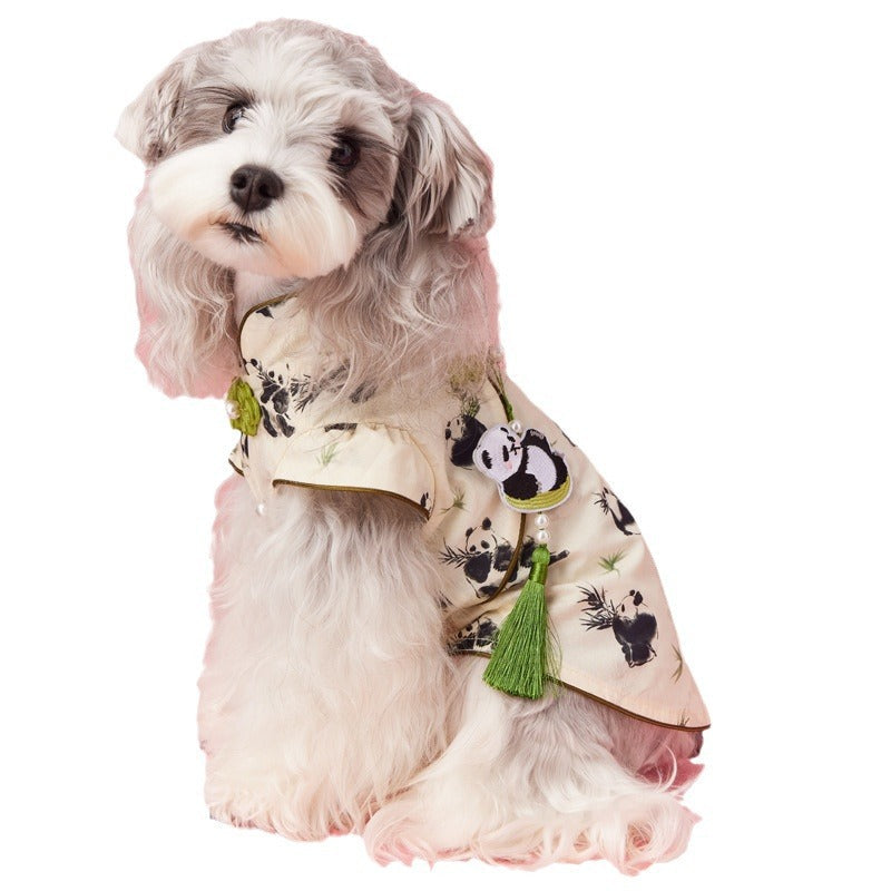 KFX-6842557 Chinese Style Teddy Schnauzer Bichon Sleeveless Vest with Pendant for Pets