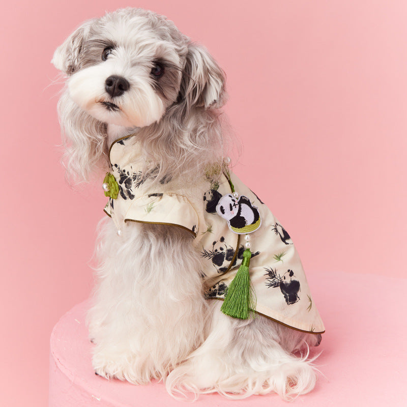 KFX-6842557 Chinese Style Teddy Schnauzer Bichon Sleeveless Vest with Pendant for Pets