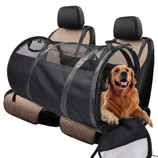 KFX-6842813 Foldable Automotive Backseat Pet Pad Tent - Medium & Soft Oxford Cloth, Black & Gray, Multi-size Options