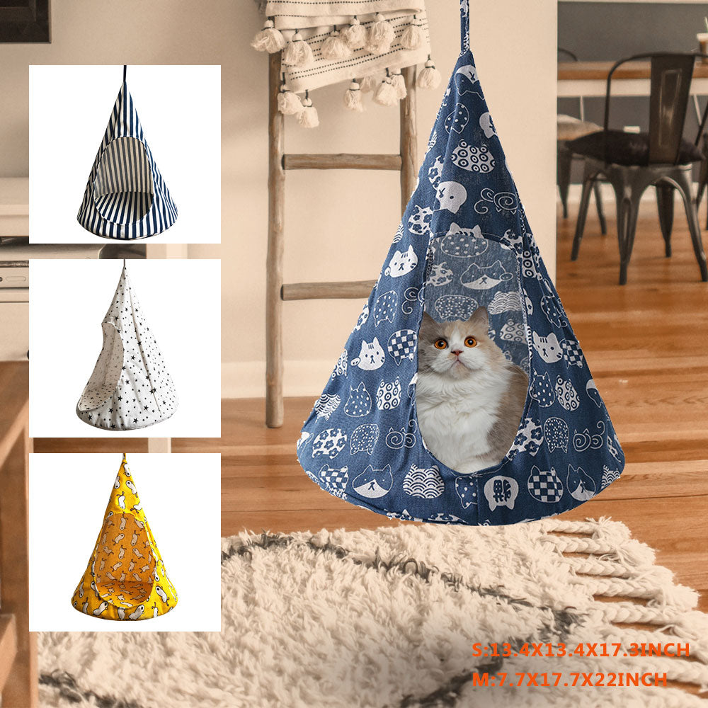 KFX-6845373 Cotton Cat Bed Nest with Hanging Design – Available in Various Cute Patterns and Sizes