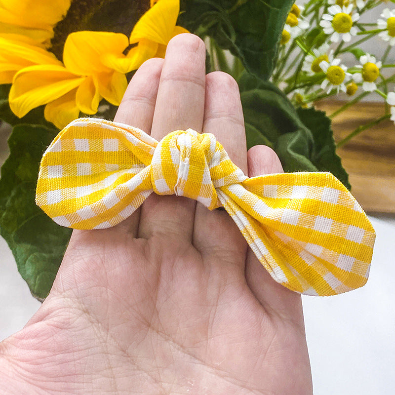 KFX-6846141 Yellow Plaid Sunflower Bee Skirt for Cats with Matching Hairpin, Casual Style