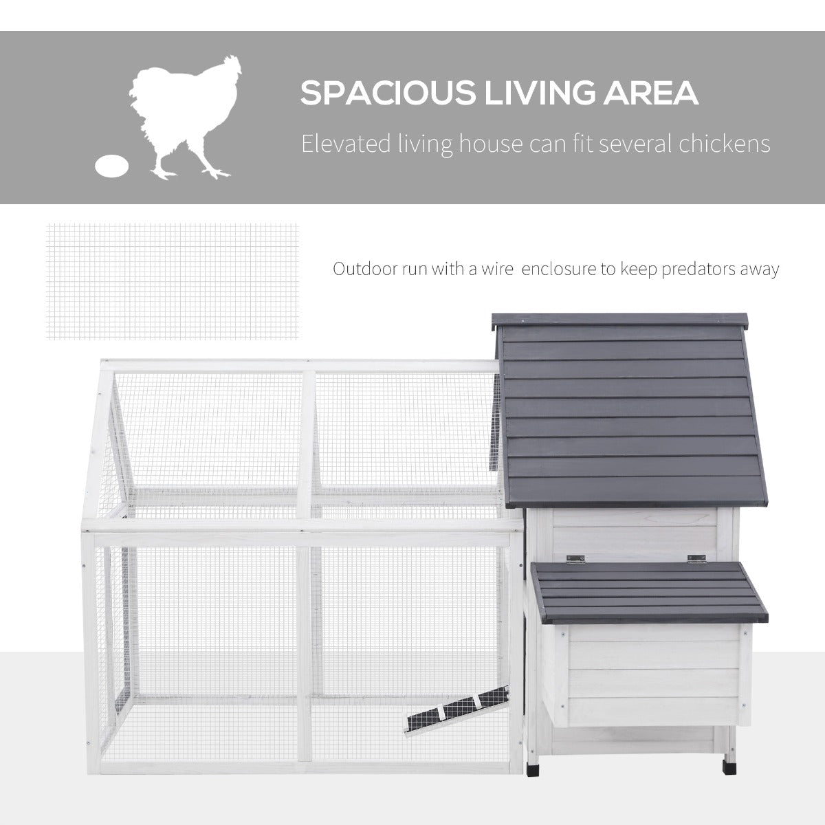 KFX-6847421 48" Outdoor Chicken Coop with Nesting Box and Removable Tray for Easy Cleaning