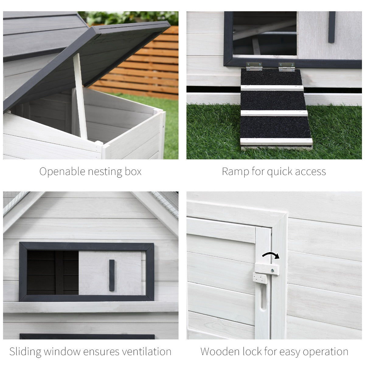KFX-6847421 48" Outdoor Chicken Coop with Nesting Box and Removable Tray for Easy Cleaning