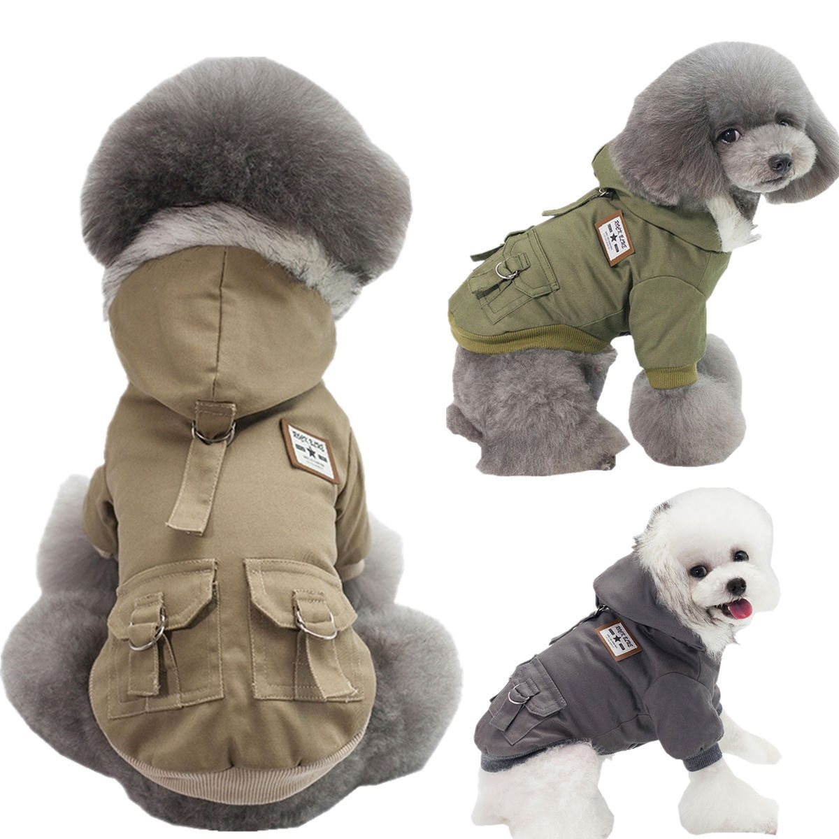 KFX-6847933 Military-Inspired Cotton Coat for Pets