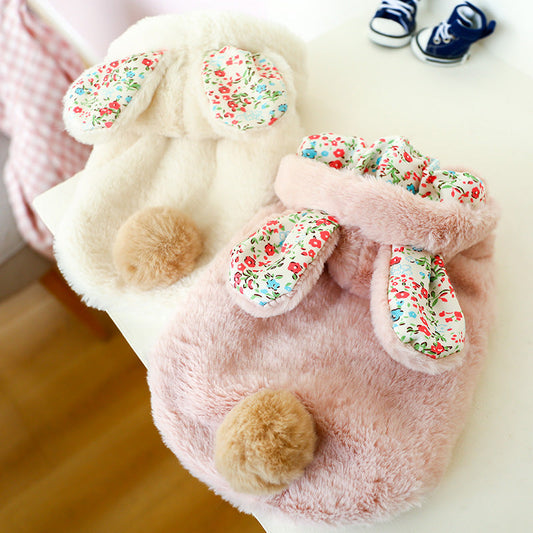 KFX-6848189 Floral Rabbit Big Ear Cotton Coat for Small Dogs in Multiple Colors and Sizes