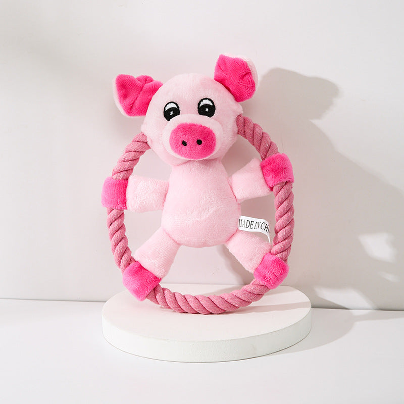 KFX-6848573 Plush Pet Toys: Cute Pink Pig, Yellow Duck, and Bear for Dogs
