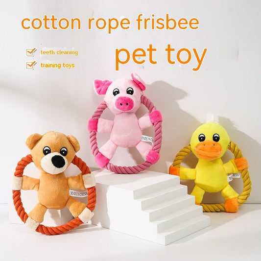 KFX-6848573 Plush Pet Toys: Cute Pink Pig, Yellow Duck, and Bear for Dogs