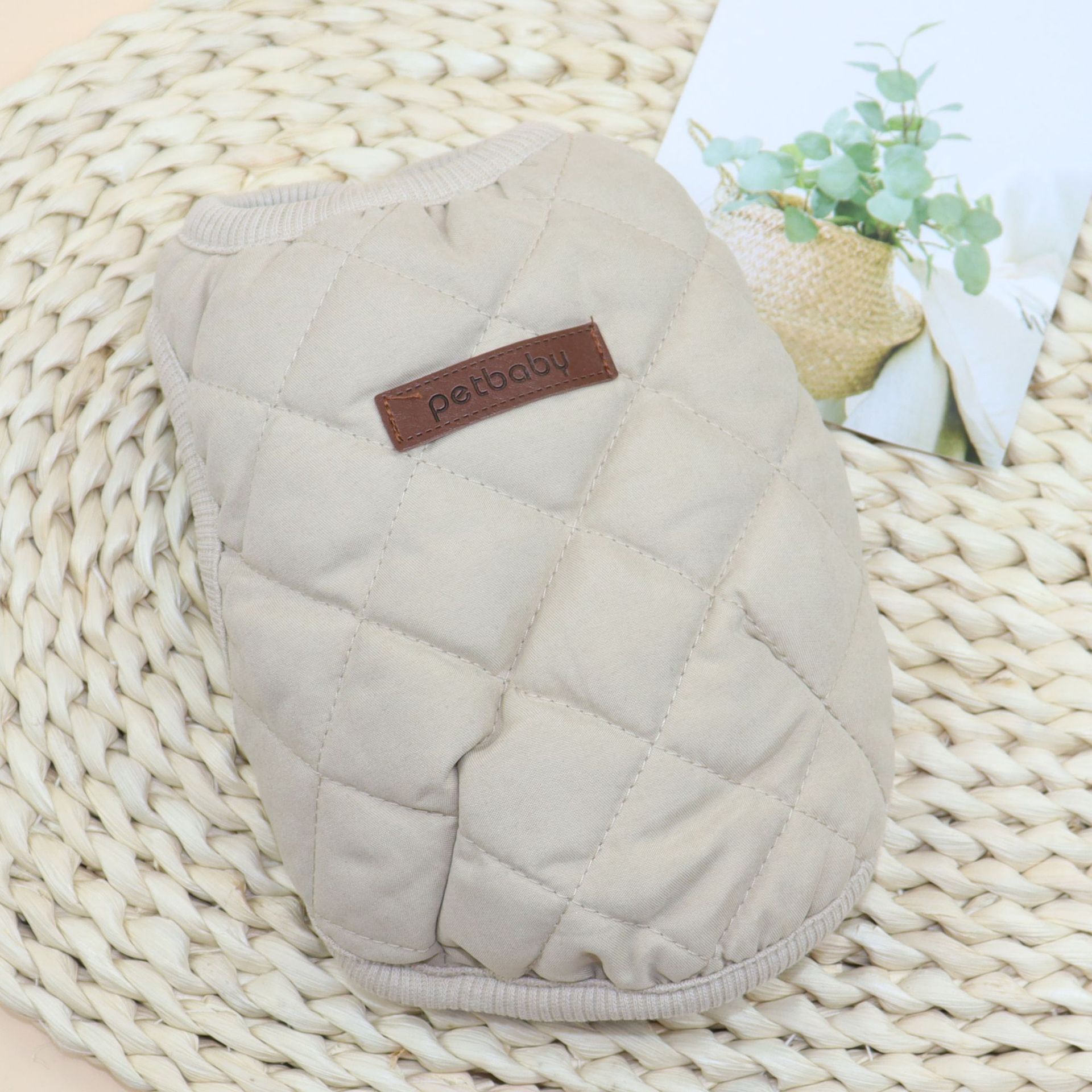 KFX-6849341 Cozy Dark Blue and Beige Plaid Polar Fleece Pet Vest for Small to Large Dogs