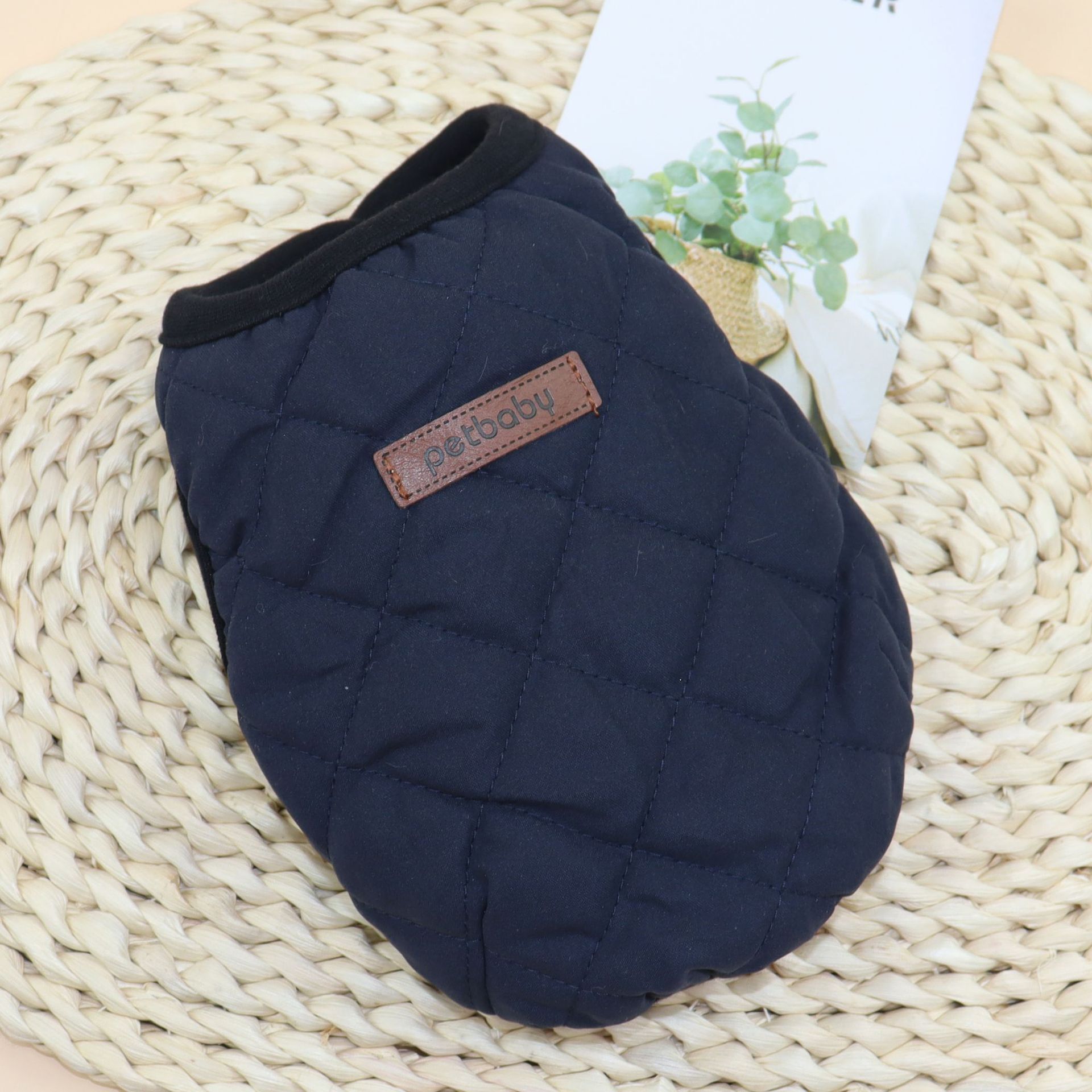 KFX-6849341 Cozy Dark Blue and Beige Plaid Polar Fleece Pet Vest for Small to Large Dogs
