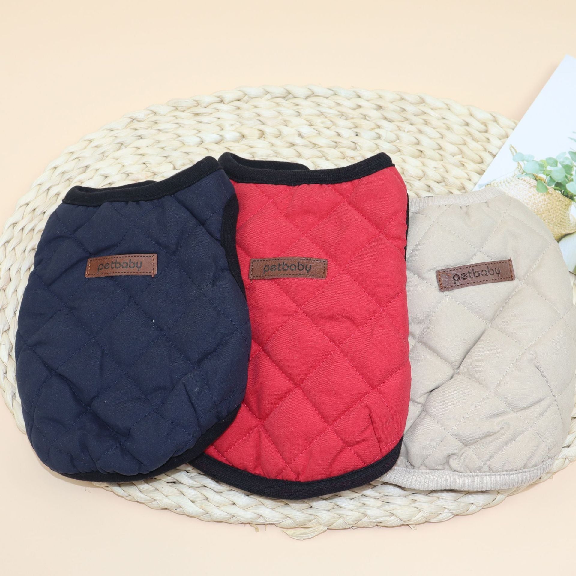 KFX-6849341 Cozy Dark Blue and Beige Plaid Polar Fleece Pet Vest for Small to Large Dogs