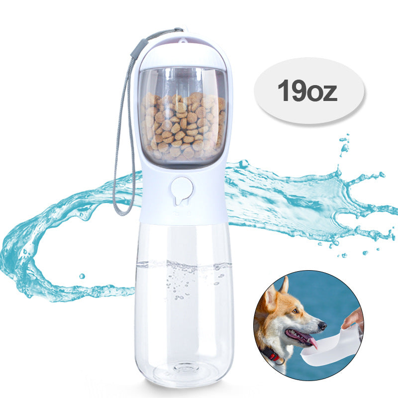 KFX-6849597 Portable Pet Water Cup with Detachable Design for Dogs and Cats, 550ML Capacity, Milk White, Cherry Blossom, Turquoise