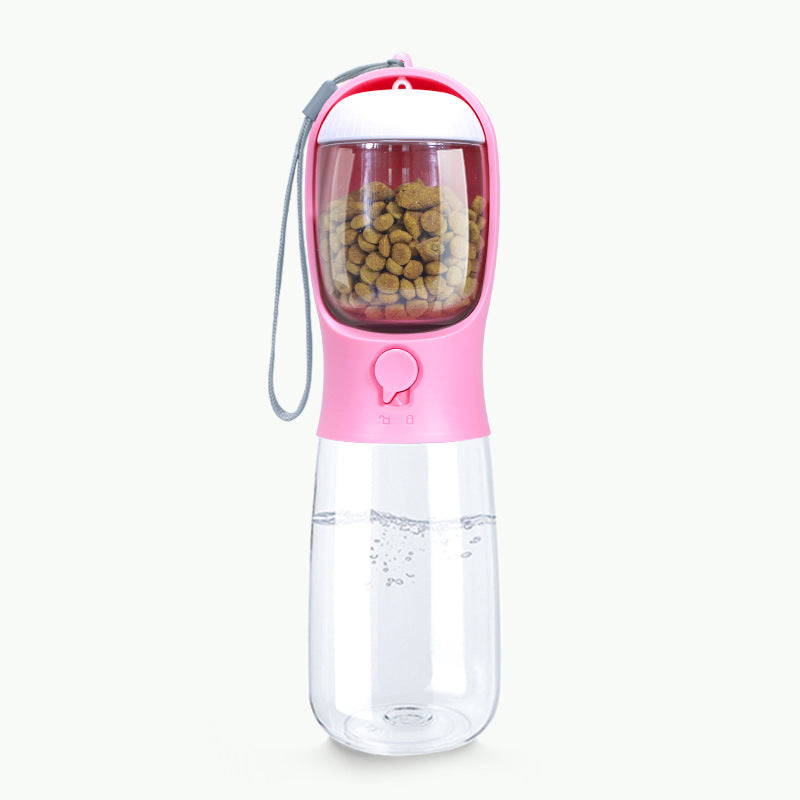 KFX-6849597 Portable Pet Water Cup with Detachable Design for Dogs and Cats, 550ML Capacity, Milk White, Cherry Blossom, Turquoise