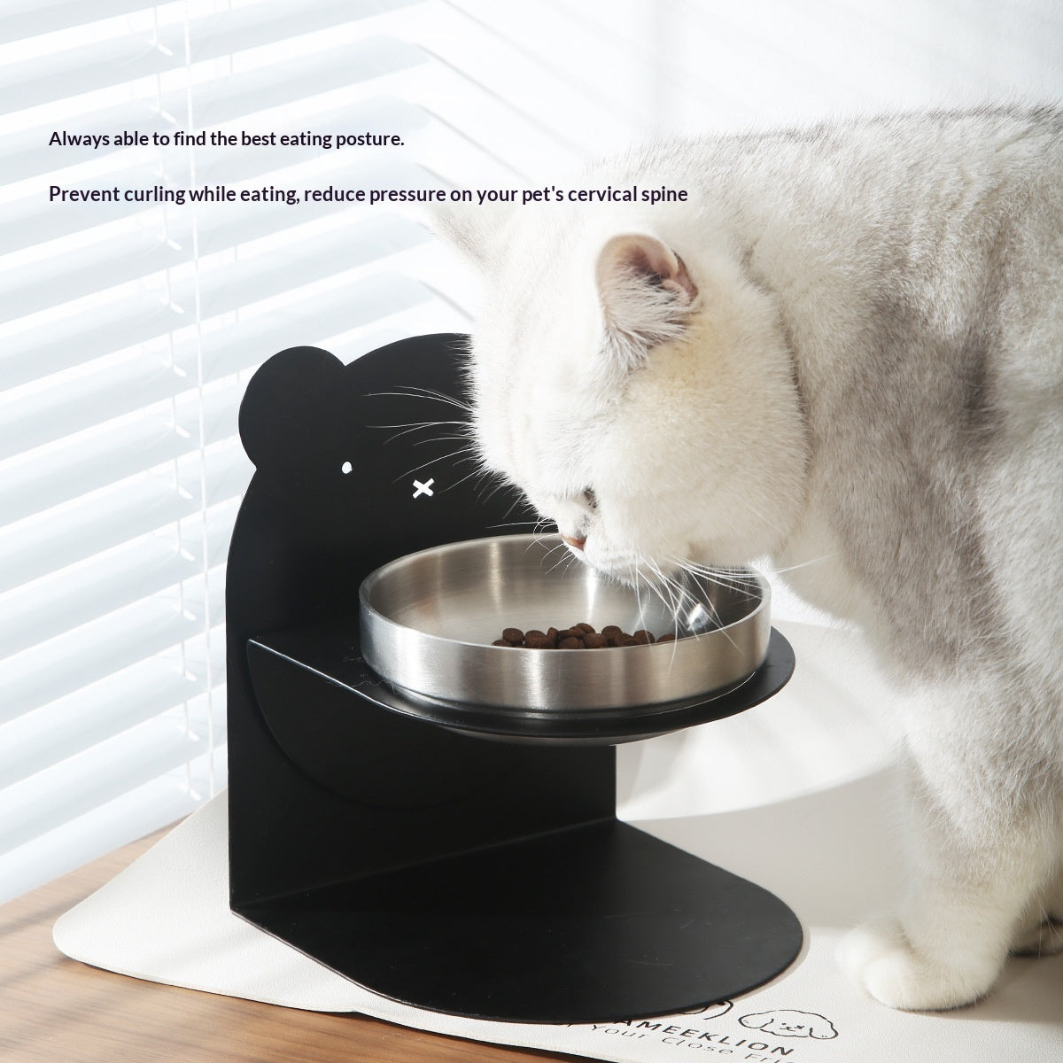 KFX-6849725 Large Capacity Stainless Steel Grain Drinking Bowl with Magnetic Stand for Cats